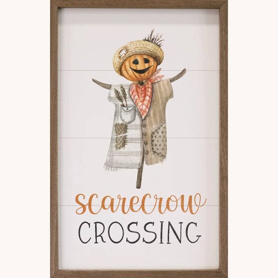 Scarecrow Crossing Framed Sign - 16"