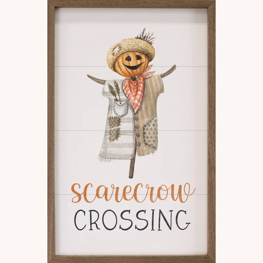 Kendrick Home Scarecrow Crossing Framed Sign - 16"