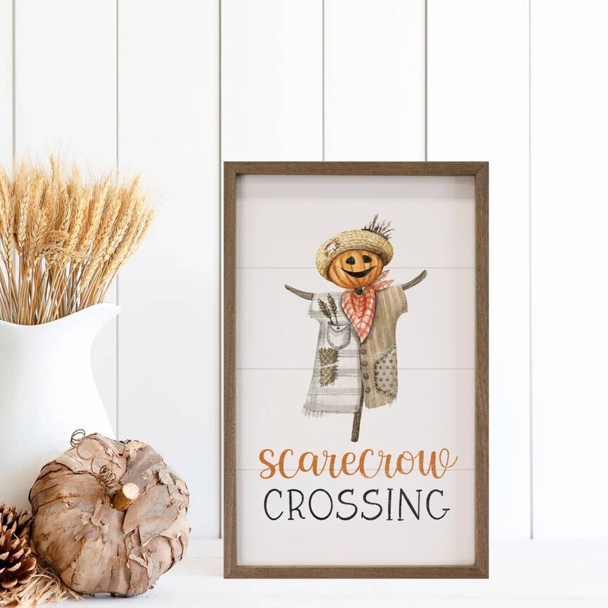 Kendrick Home Scarecrow Crossing Framed Sign - 16"