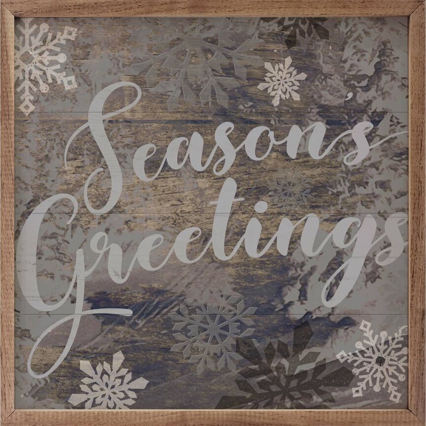 Season's Greetings Snowflakes Sign -12"