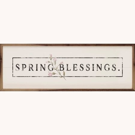Spring Blessings Framed Sign - 12x4