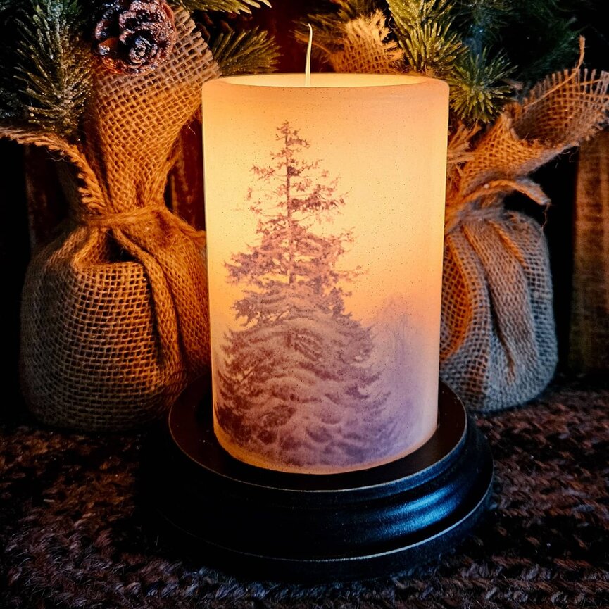 Large Navy Spruce Candle Sleeve - Antique Vanilla