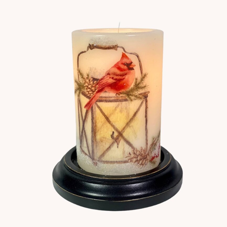 Lantern Winter Cardinal Candle Sleeve - Vanilla