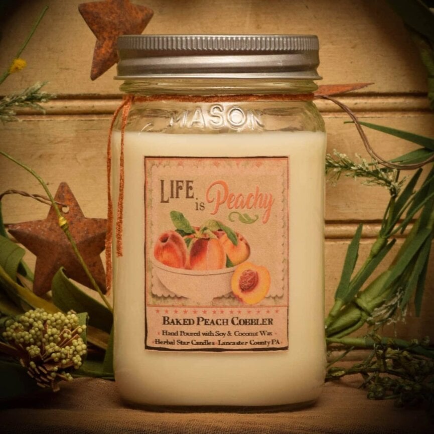 Baked Peach Cobbler Soy Jar Candle - 16oz