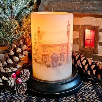 Winter Stone House Candle Sleeve - Antique Vanilla