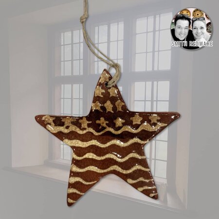 Smith Redware - Flag Star Ornament Brown