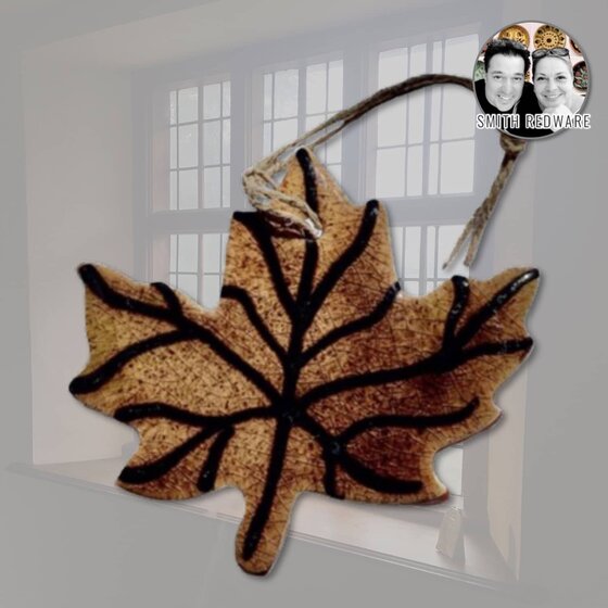 Smith Redware -  Maple Leaf Ornament Brown & Black
