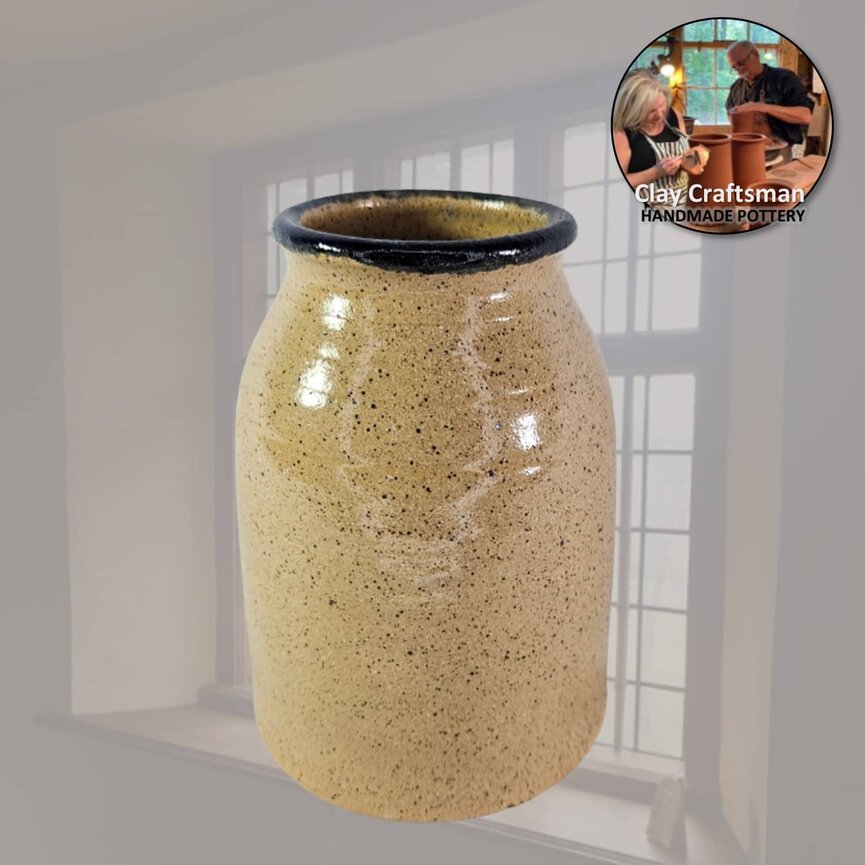 Clay Pottery Canning Crock with Pineapple - 5"