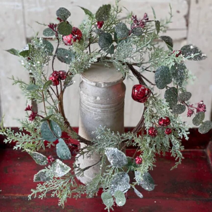 Blizzard Bliss Bells Candle Ring - 13" Dia 6.5" Center