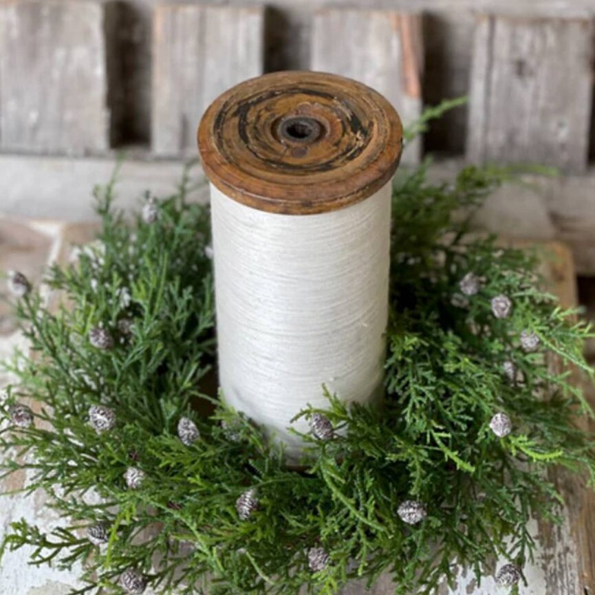 Creeping Cedar Candle Ring Green - 12" Dia 4" Ctr