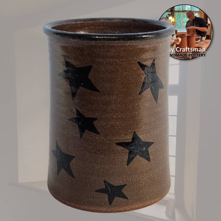 Clay Craftsman Brown Mini Crock with Stars