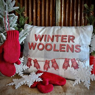 Winter Woolens Pillow 17 W x 13 T