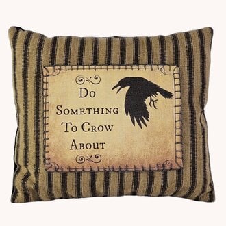 Do Something to Crow About Bowl Filler Pillow Black/Tan Ticking  - Small