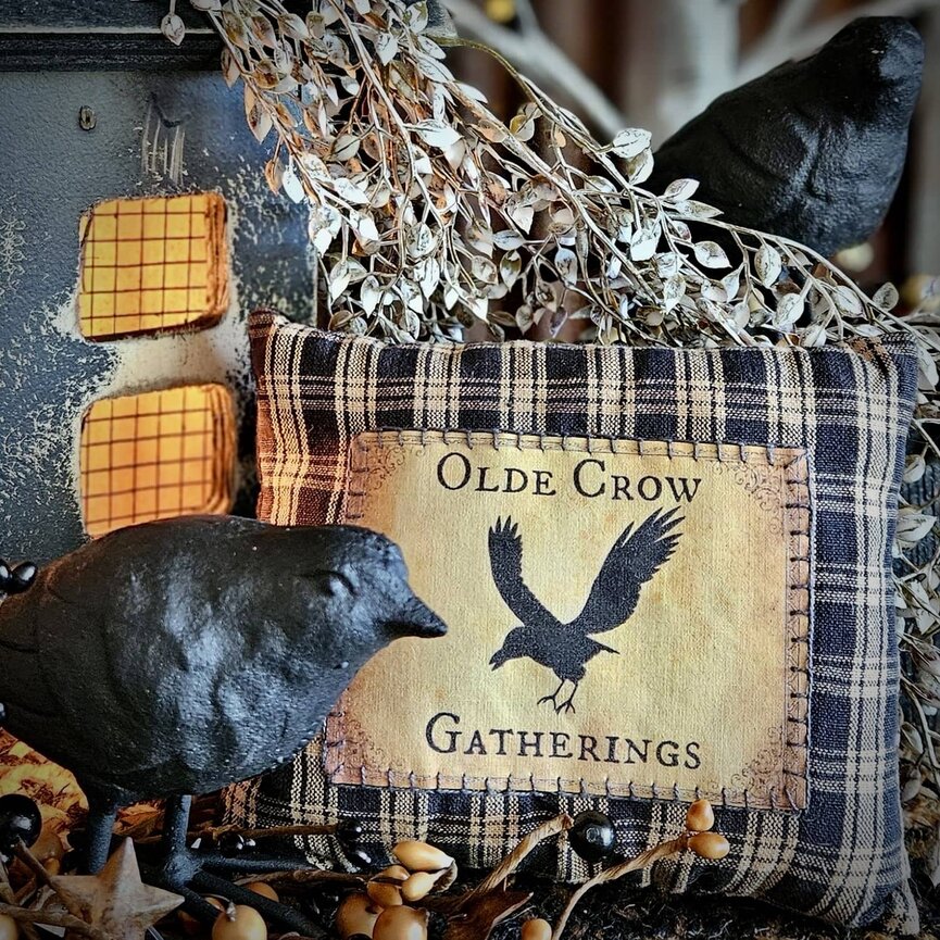 Olde Crow Gatherings Bowl Filler Pillow Black Plaid - 6" x 5"