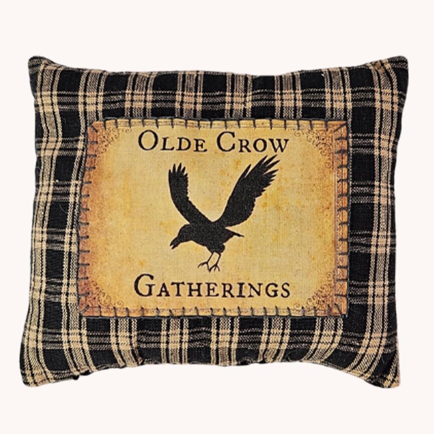 Olde Crow Gatherings Bowl Filler Pillow Black Plaid - 6" x 5"