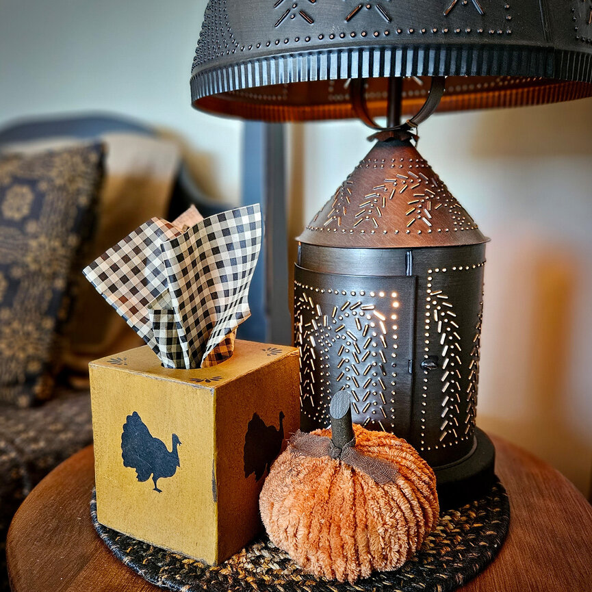 Fall Tissue Box with Turkey - 5.5"