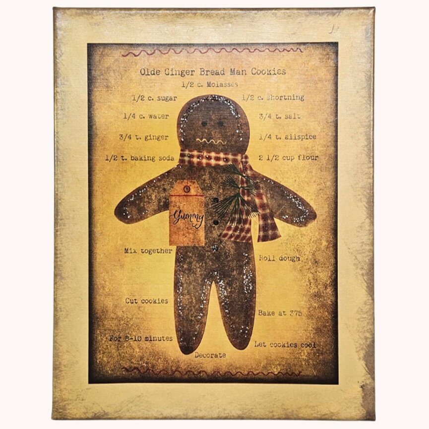 Canvas Picture Olde Gingerbread Man Cookies - 11" x 14"