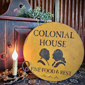 Mustard Colonial House Round Box - 12"