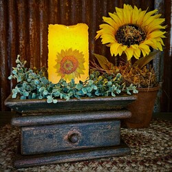Sunflower Moving Flame Pillar - 3x6