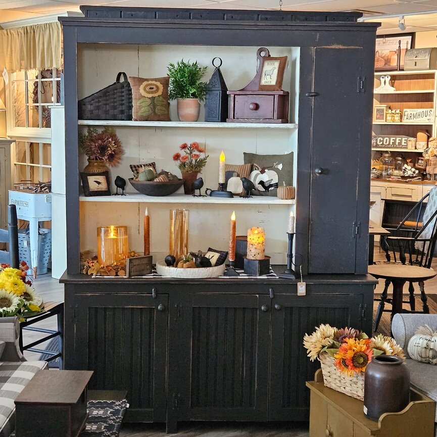 Side Door Black Hutch - 78" T x 18.5" D x 60" W