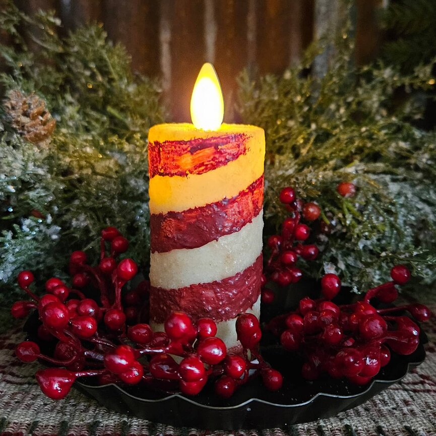 Candy Cane Moving Flame Votive Candle - 1.5" x 3"