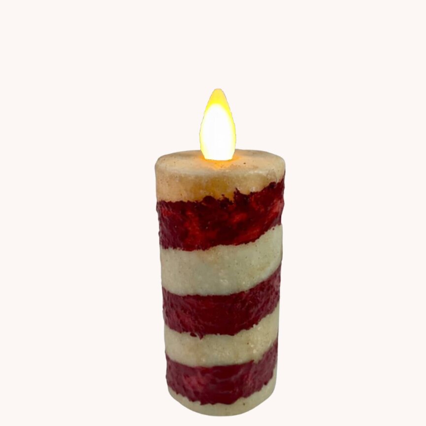 Candy Cane Moving Flame Votive Candle - 1.5" x 3"