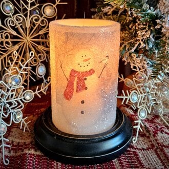 Icy Winter Snowman Candle Sleeve Gumdrop