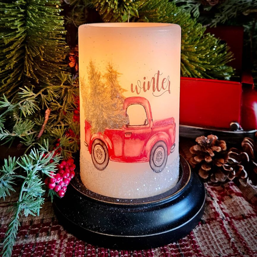 Winter Truck Candle Sleeve