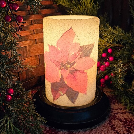 Modern Watercolor Poinsettias Candle Sleeve