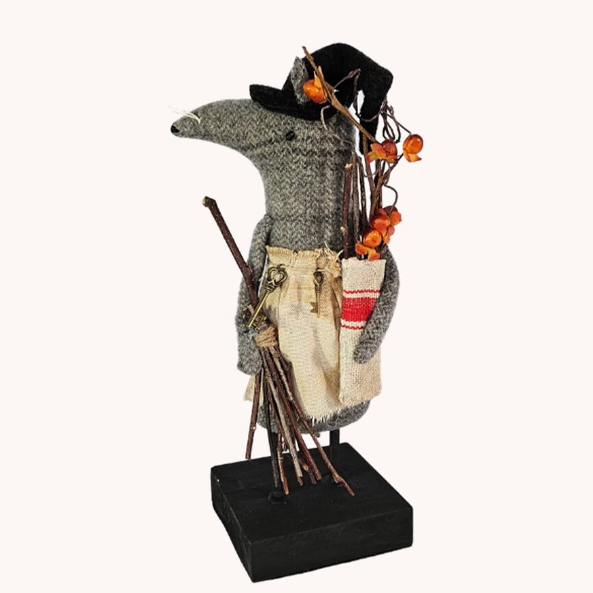 Mouse Witch with Bag of Berry & Sticks - 12"