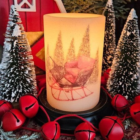 Winter Snowy Sled Candle Sleeve - Antique Vanilla