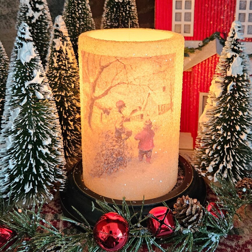 Vintage Print Getting The Tree Candle Sleeve