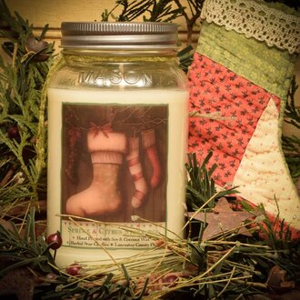Spruce and Citrus Stockings  Soy Jar Candle