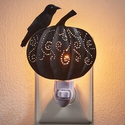 Crow & Pumpkin Night Light - 6" H x 4.5" W