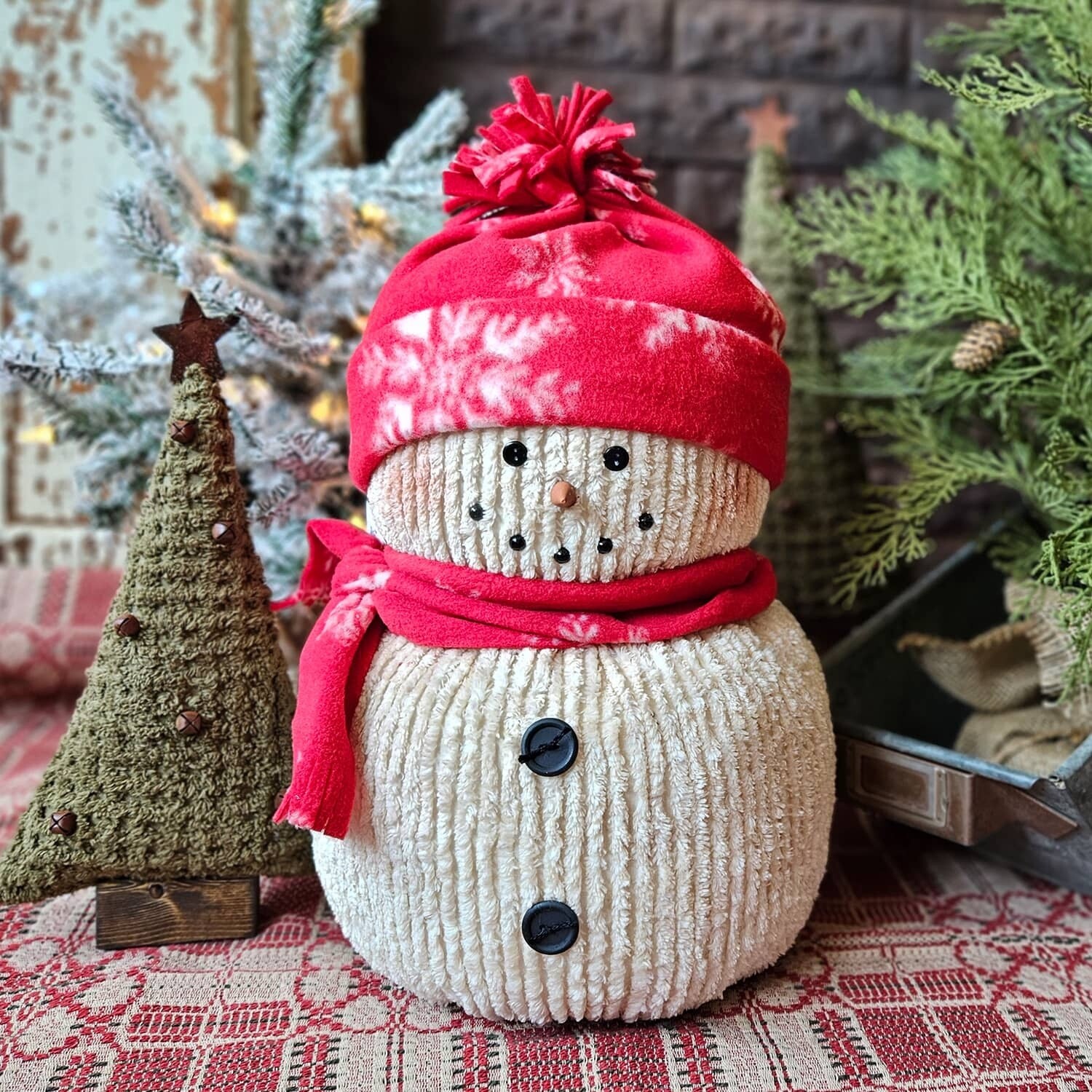 Handmade Chenille Snowman Nana's Farmhouse