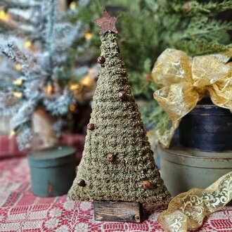 Chenille Christmas Tree on Wood Base - 12"