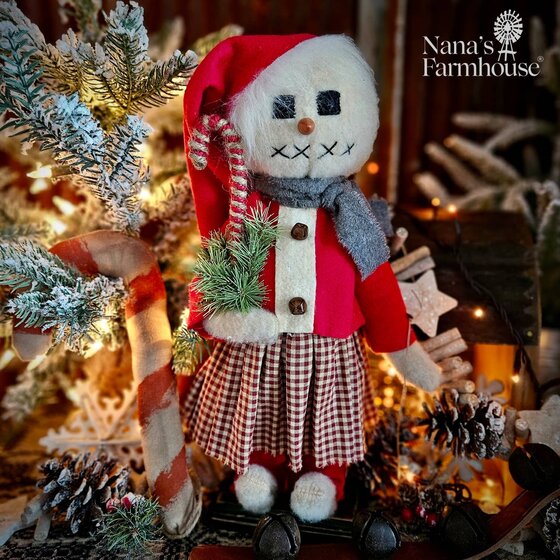 Bernice Snowgirl Doll with Candy Cane