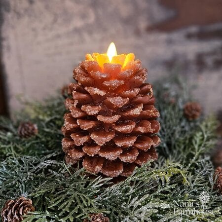 Pinecone Snowy Candle - 6.5" T