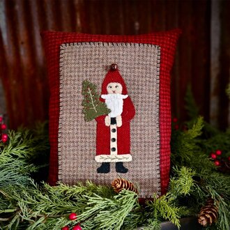 Primitive Santa Wool Applique Pillow