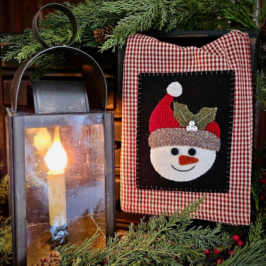 Rusty Red with Snowman Applique Towel - 26.5x20