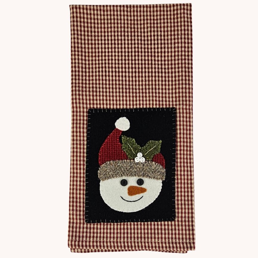 Rusty Red with Snowman Applique Towel - 26.5x20