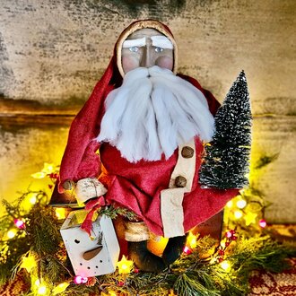 Sitting Santa with Snowman Box