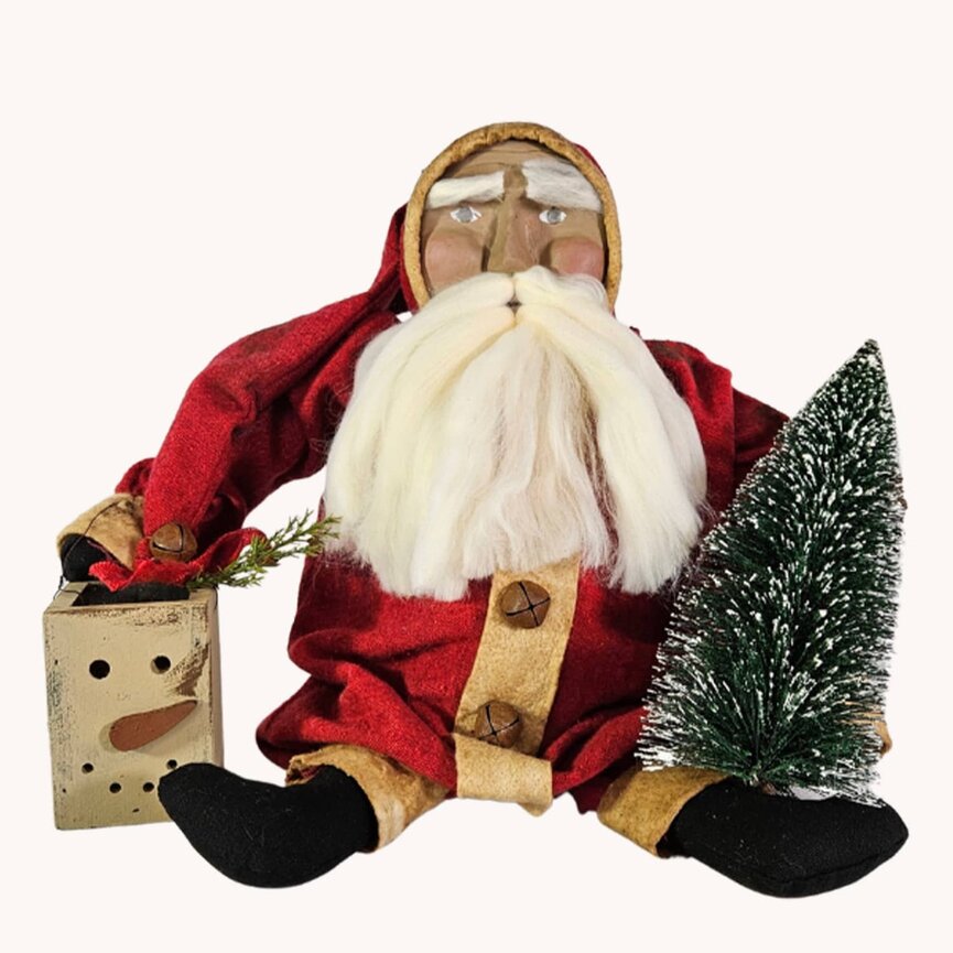 Sitting Santa with Snowman Box