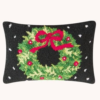 Holiday Wreath Hooked Pillow - 8x12