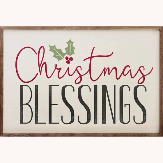 Christmas Blessings Wooden Framed Sign