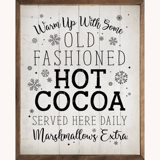 Old Fashioned Hot Cocoa Snowflakes Framed Sign