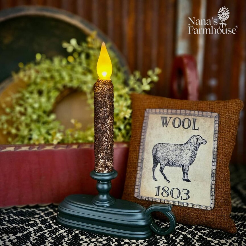 Window Candle Base & B/O Taper Dusk to Dawn - Coffee Rustic