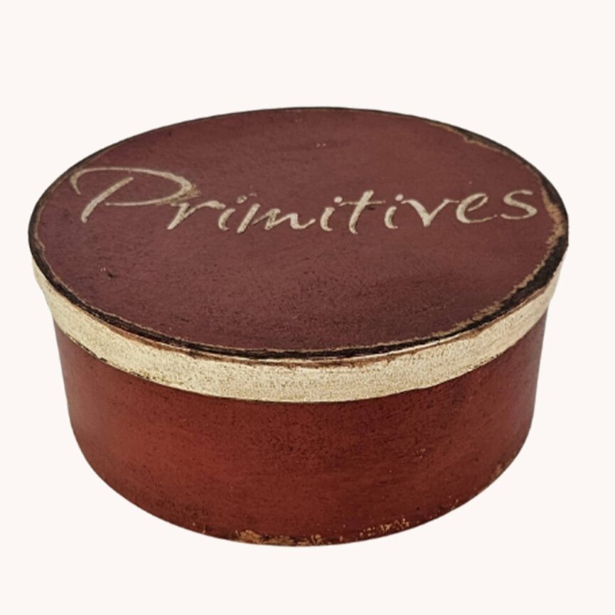 Round Cabin Red Box with Lid Primitives - 8" Dia x 3" T