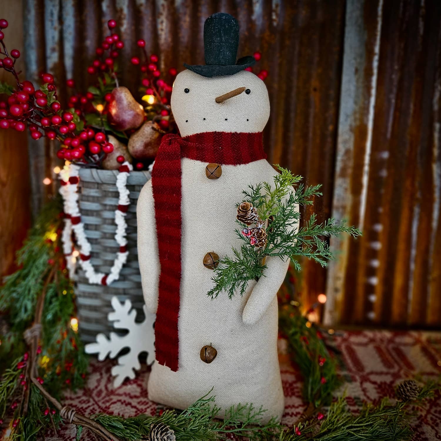 Primitive Snowman Doll in Canvas | Nana's Farmhouse