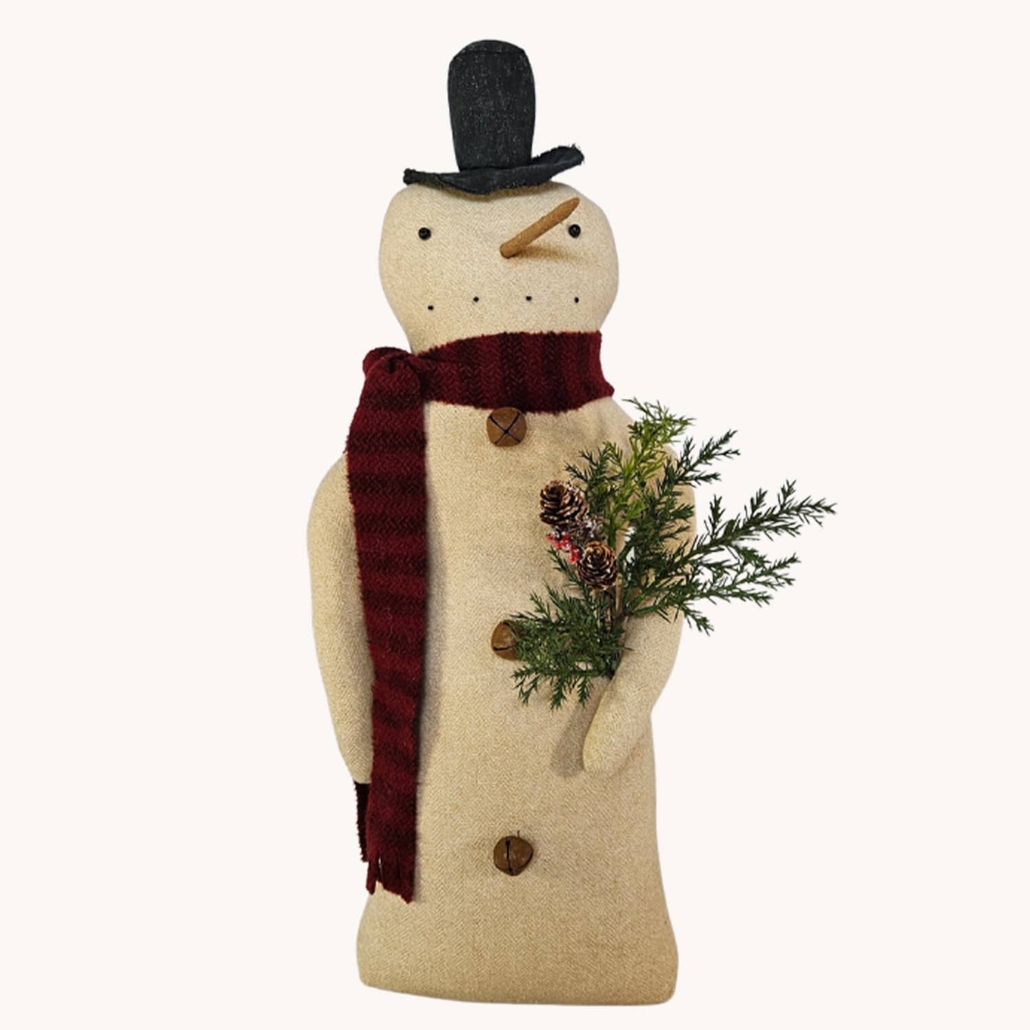 Snowman Tall with Red Scarf, Greenery & Weighted Base - 20